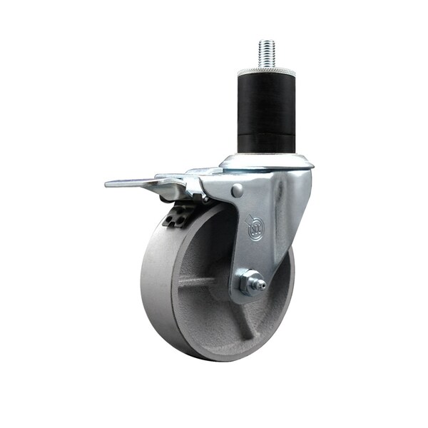 4'' Semi Steel Swivel 1-3/4'' Expanding Stem Caster Total Lock Brake